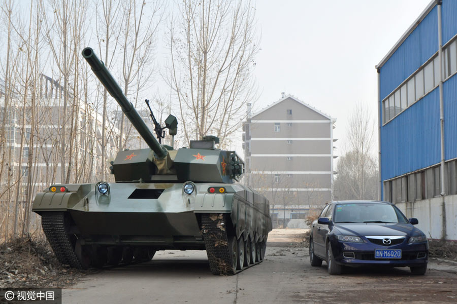 Young men in Shandong build homemade tank