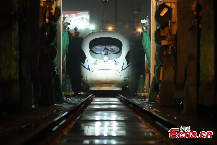 High-speed trains receive thorough clean