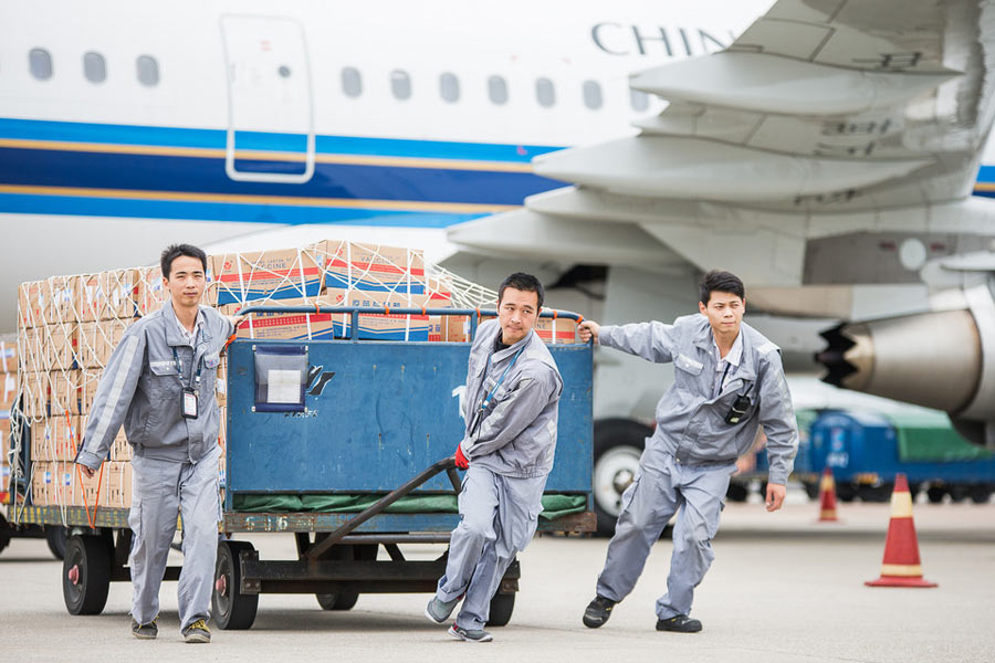 Behind an airport: Obscure people carrying out their duties