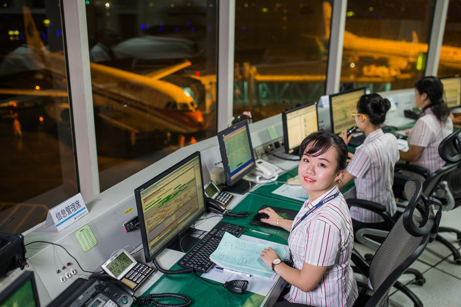 Behind an airport: Obscure people carrying out their duties