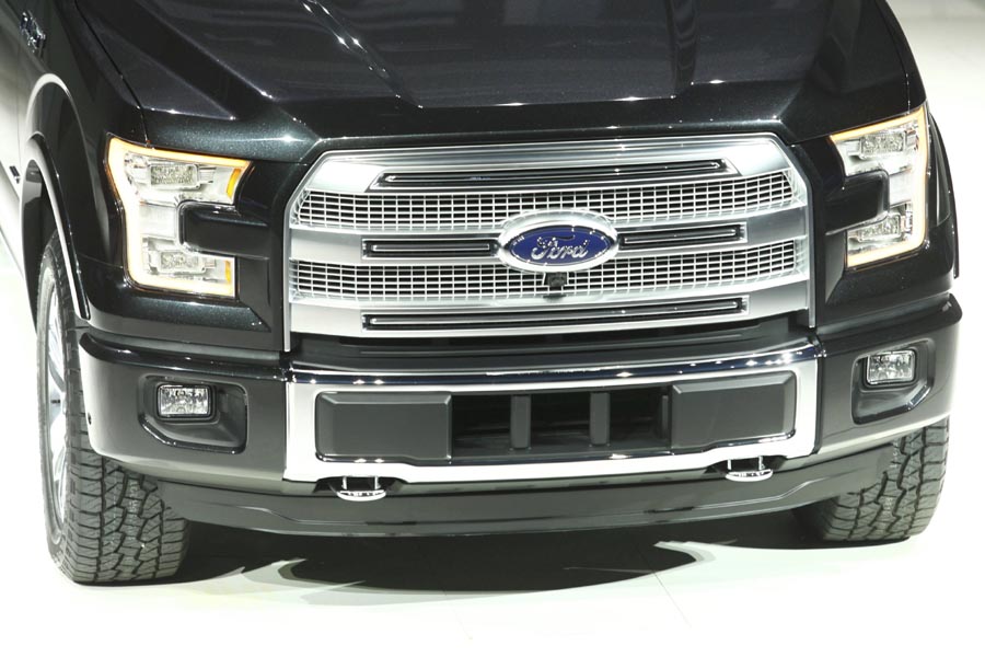 2015 Ford F-150 pickup truck displayed in auto show