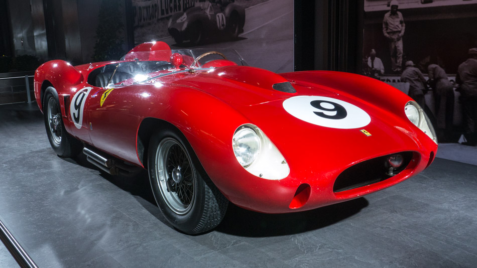 Antique Ferrari sports car used in Le Mans 24-hour race