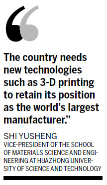 China expected to be top 3-D printing market