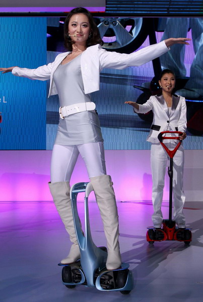 Models with Toyota's Whees at the Shanghai Auto Show