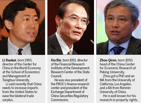 Three scholars to advise central bank