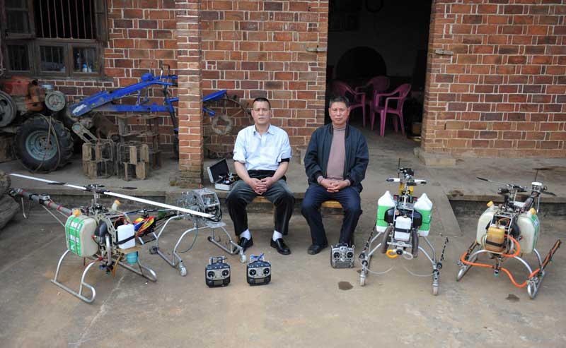 Farmer builds own drones to spray crops