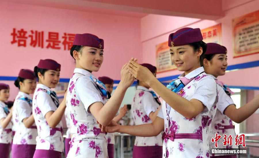 High speed train attendants receive training in Chongqing