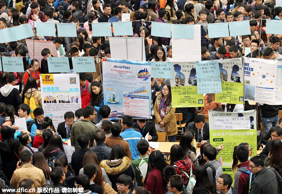 Thousands of college graduates line up to attend job fair in Xi'an