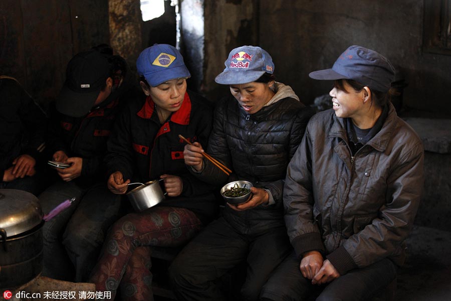 Women miners on the job at Huaibei mine