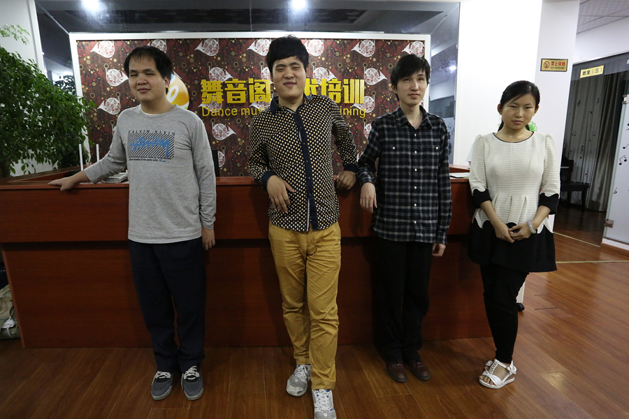Four visually impaired classmates march to their own beat