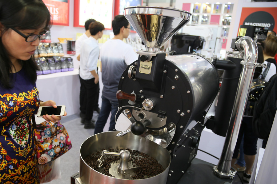 A taste of coffee at exhibition in Beijing