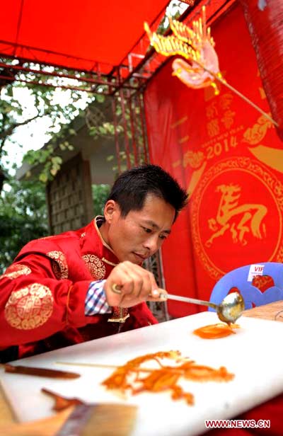 Intangible cultural heritages show at temple fair