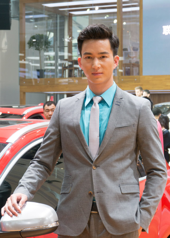 Models at Volvo pavilion at 2013 Guangzhou auto show