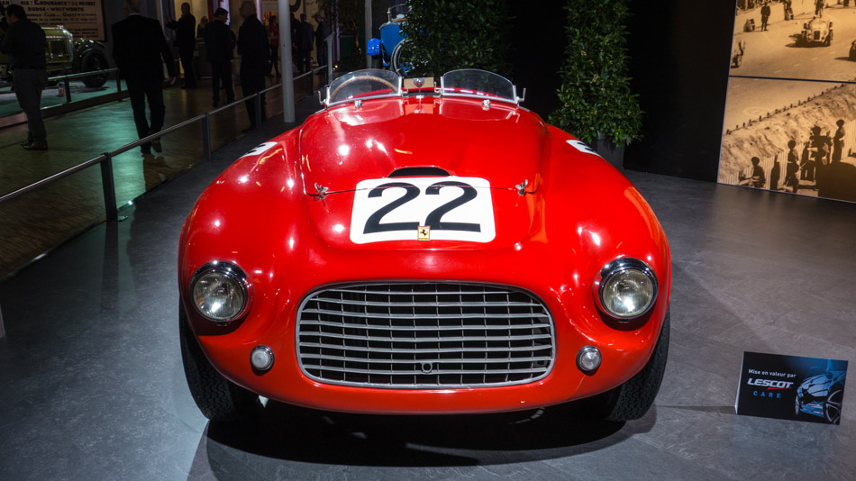 Antique Ferrari sports car used in Le Mans 24-hour race