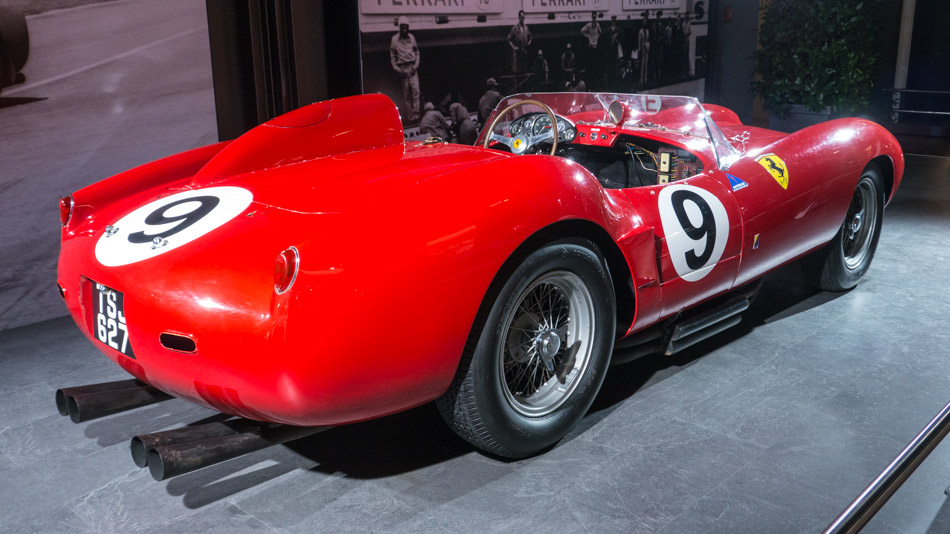 Antique Ferrari sports car used in Le Mans 24-hour race