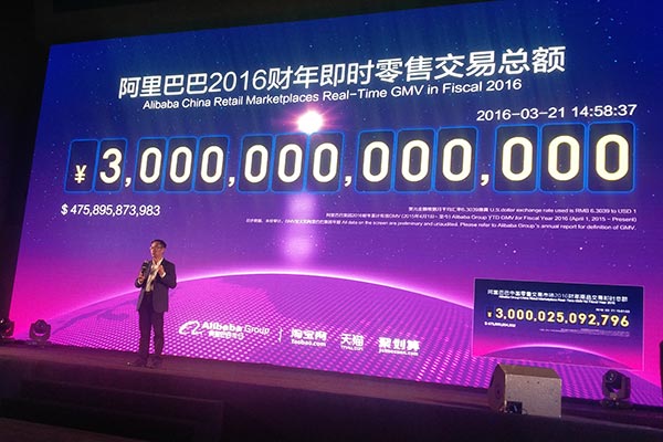 Alibaba's transaction volume on its sites hit $463b