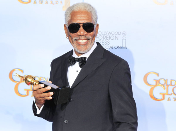 Morgan Freeman attends Golden Globe Awards