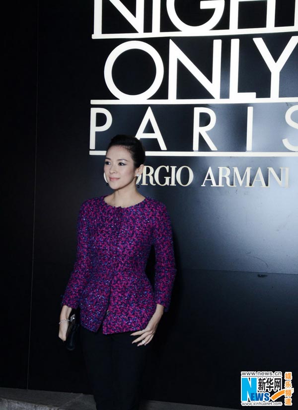 Zhang Ziyi attends Armani private fashion show in Paris
