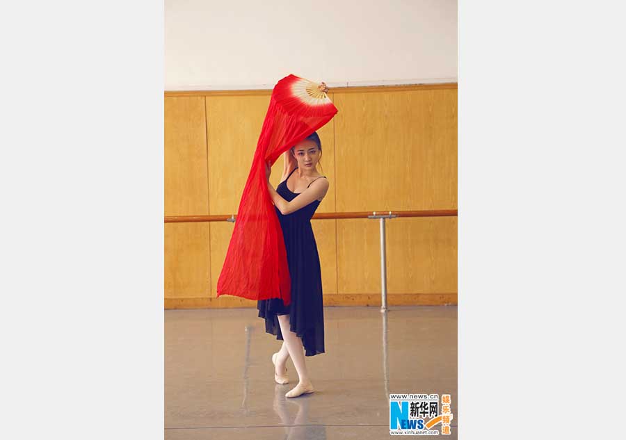 Actress Xu Lu practices ballet