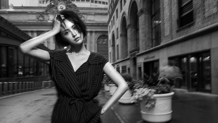 Actress Zhang Xinyi poses in New York