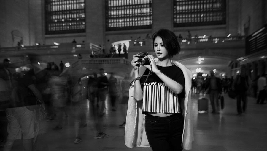 Actress Zhang Xinyi poses in New York