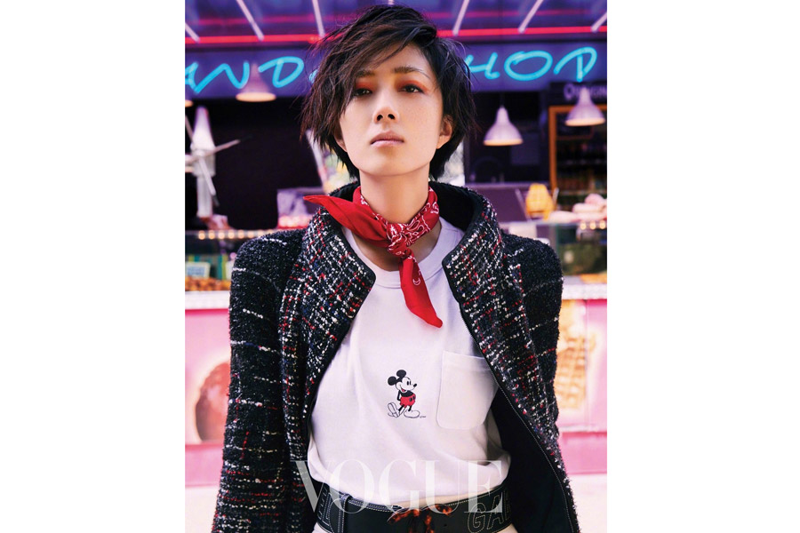 Actress Kwai Lun Mei poses for fashion magazine