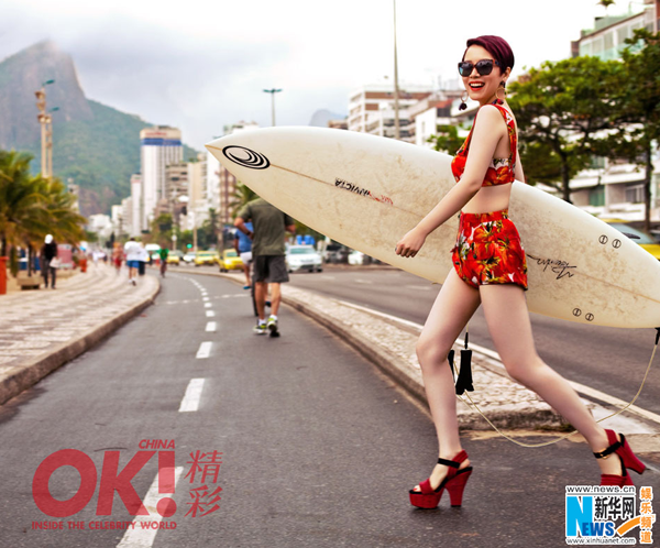 Hai Qing poses for OK! magazine in bikini looks