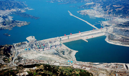 A general view of the Three Gorges Dam on Yangtze River. [Newsphoto/file]