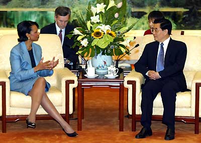Chinese president meets Rice