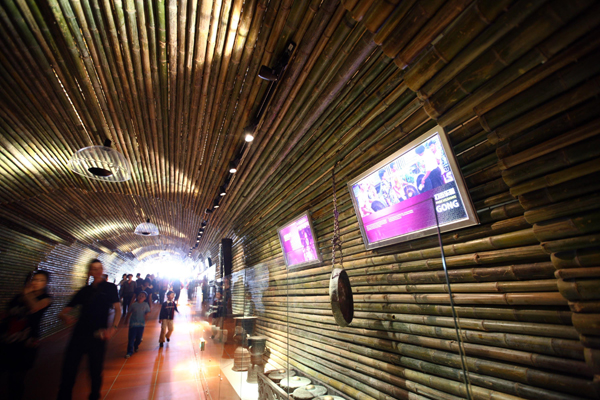 Bamboo decorations at Indonesia Pavilion in Shanghai Expo