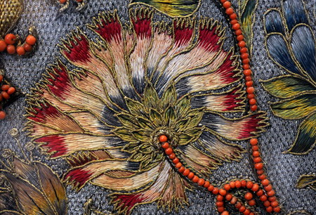 Silk embroidery exhibited at Italy Pavilion
