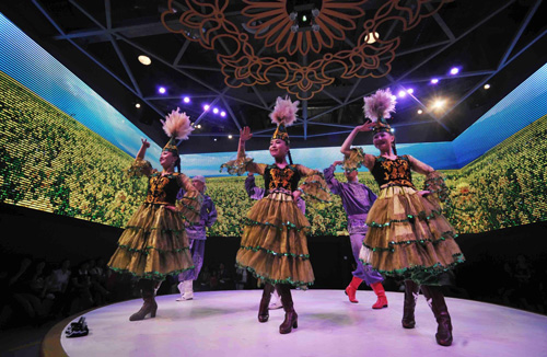 Folk dances stage at Xinjiang Pavilion