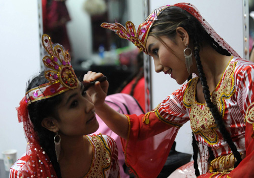 Folk dances stage at Xinjiang Pavilion