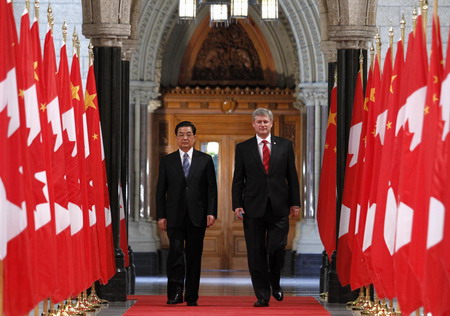 President Hu meets with Canada's leaders in Ottawa