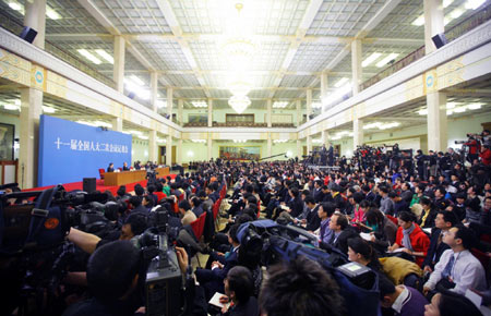 Journalists at Premier Wen's press conference