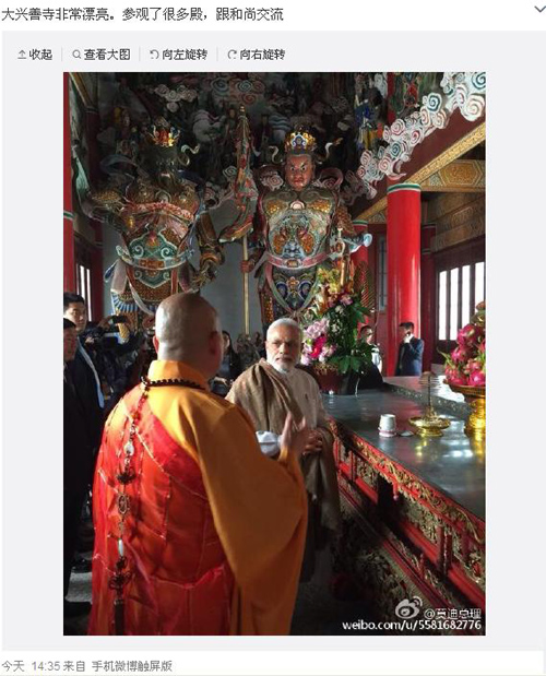 India's Modi posts on Weibo while visiting Xi's hometown