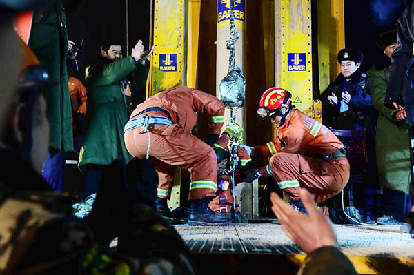 Rescue work at the collapsed gypsum mine in East China