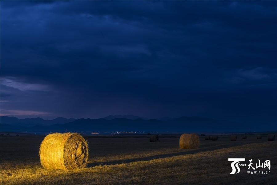 Rolls of grass: a beautiful landscape in Xinjiang