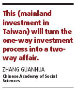 Mainland companies can invest in Taiwan