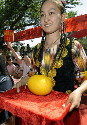 Honeydew melon ripe for market in Xinjiang