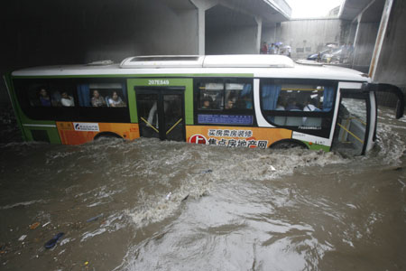 Wuhan city caught in deep rainwater