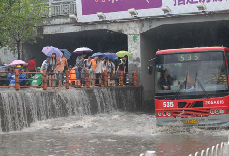 Wuhan city caught in deep rainwater