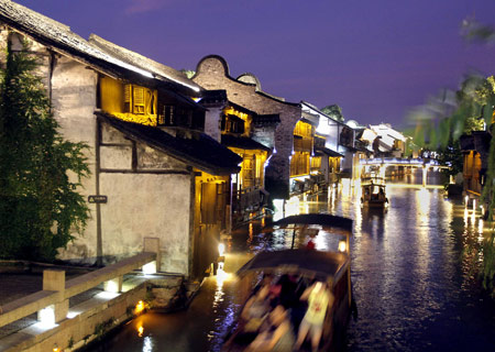 Beautiful evening scenery of Wuzhen, China