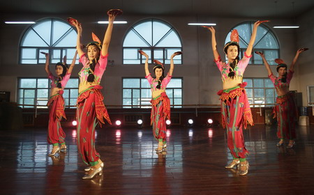 Performers rehearse ancient Qiuci dance