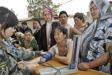 Body check for local Uygur residents in Urumqi