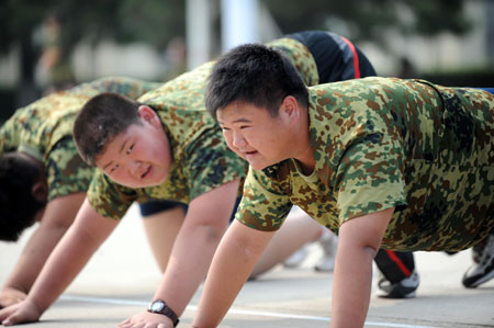 Boys shed fat at military school