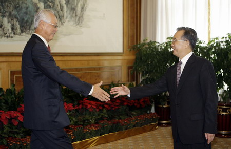 Premier Wen meets foreign officials during WEF in Dalian