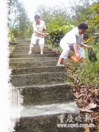 Hubby carves stone path for wife's tumor recovery