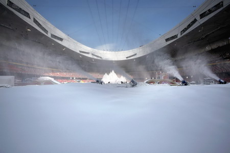 Bird's Nest reinvented as winter wonderland