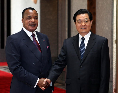 Hu Jintao meets Republic of Congo president